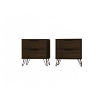 Manhattan Comfort 2-102GMC5 Rockefeller 2-Drawer Brown Nightstand (Set of 2)